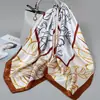 2025 Popular Lenço Quadrado Grande de Seda Moda Feminina Lenço Pequeno Lenço Proteção Solar Xale Lenço Estampado Profissional
