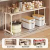 Estante de almacenamiento multifuncional para cocina, organizador para debajo del fregadero, gabinete de capas, organizador de encimera y soporte ajustable para microondas