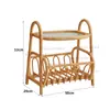 Mesa de Centro Pequena de Rattan para Armazenamento Estilo B&B Canto de Janela Japonesa Mesa Lateral Porta-Revistas Mini
