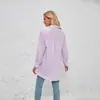 Foto Real de Cárdigan de Mujer 2025 Primavera y Otoño Nuevo Amazon para Mujer Color Sólido Moda Casual Camisa de Manga Larga para Mujer