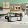 Estuche Portátil de Gran Capacidad Simple de Fábrica para Estudiantes, en Stock, Caja de Lápices Transparente para Escuelas Primarias y Secundarias, Bolsa de Papelería para Graduación