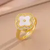 Anillo Exquisito Super Brillante de Circonita para Niñas, Lujo Accesible y Anillo de Apertura Ajustable de Gama Alta, Baño de Oro Real Simple