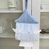 Linda Caja de Pañuelos Estilo Casita con Alas, Portapañuelos de Tela de Alta Estética para Montar en la Pared, Caja de Papel Higiénico sin Taladrar