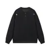 Moletom com Capuz Masculino ACU Bordado Gola Henley Manga Longa Masculino 2026 Outono/Inverno Novo Barra Canelada Cor Sólida