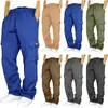 Pantalones casuales deportivos transfronterizos tobillo atado diseño personalizado multibolsillos encaje Verde Militar overol holgado para hombre