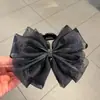 Presilha de Cabelo com Laço de Tela Preta, Presilha Grande de Tubarão para a Parte de Trás da Cabeça, Pente de Cabelo com Pena, Novo Modelo 2026 para Mulheres
