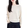 Ropa de punto para mujer 26º Otoño e Invierno Nuevo Estilo Sencillo Cuello Redondo Manga Larga Color Sólido Diseño Hueco Suéter Holgado Camiseta Base