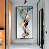 Pintura suspensa de corredor de estilo de luxo leve moderna abstrato quarto vertical tridimensional sala de estar pintura decorativa corredor final mural