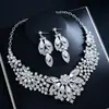 Popular Set de Dos Piezas de Collar y Pendientes de Hojas y Flores Europeo y Americano, Set de Joyería Nupcial de Boda Exagerado de Lujo Retro para Mujeres
