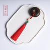 Pieza de mango de mano de sándalo verde talla de madera hebilla de seguridad placa de juego nostálgica juego artesanías adornos joyería borla hombres
