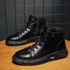 Botas de verano tipo Martin, estilo de caña alta, botas de cuero negro, botas de trabajo impermeables, geniales y con estilo, botines cortos estilo motocicleta