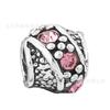 Pingente de liga de zinco com furo grande, ponto rosa, strass de pó tcheco, contas, para pulseira DIY. O colar. Corda trançada