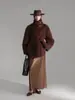 Abrigo de Terciopelo de Nube y Mohair con Cuello Alto, Diseño Minimalista para Mujer, Abrigo de Lana Holgado, Nuevo Abrigo de Otoño e Invierno