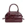 Versión Coreana Bolso Boston de Mano Retro de Nicho para Mujer 2025 Invierno Nuevo de Moda Color Bloqueado Bolso de Hombro Único Cruzado