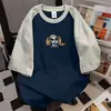 Diseño Color-Blocking con Estampados Divertidos, Camiseta de Manga Corta, Nuevo Estilo Verano 2026, Top Holgado Estilo Universitario