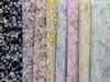 Tela de encaje con bordado perforado de margaritas pequeñas y estampado de gasa, tela bordada, flores moradas, bordado blanco