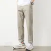 Calças Casuais Elegantes de Primavera e Outono Masculinas Retas Estilo Coreano Modernas Versáteis Cáqui Elásticas Calças de Trabalho Masculinas
