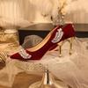 Novos Sapatos de Salto Alto Stiletto Femininos de Luxo para Madrinhas de Casamento, Sapatos de Noiva, Vestido de Casamento Francês Xiuhe, Sapatos de Casamento Franceses de Uso Duplo