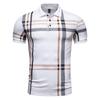 Exportación Transfronteriza Camiseta Polo Versátil de Solapa Estampada con Patrón Geométrico para Hombre Talla Grande Manga Corta