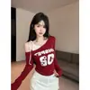 Camiseta Estampada Sexy de Manga Longa Falsa Duas Peças com Alça Assimétrica para Mulheres, Novo Estilo Primavera e Outono, Ajuste Slim, Valoriza o Corpo, Top Deslumbrante