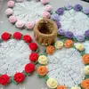 Novo Produto Pura Artesanal Criativo Tricotado Isolante Porta-Copo Flor Rosa Simples Porta-Copo Tricotado Pacote de Material Produto Acabado Atacado