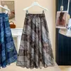 Saia com Estampa de Design de Moda Feminina Plus Size, Novo Estilo Verão 2026, Caimento Solto, Emagrecedora, Saia Evasê que Esconde a Barriga