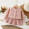 Suéter Saia Infantil Outono 25 Tesourinhas Flor Feita à Mão Jaqueta Tricotada Moda Menina Cardigan Estilo Coreano Fofo