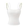 Regata Acolchoada Rosa com Decoração Floral Estilo Coreano para Mulheres, Verão Puro Desejo Slim-Fit Top Interior e Exterior