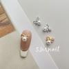 Mini lazo de estrella con perlas de circonita japonesas para uñas, con retención de color dorado real, galvanoplastia, decoraciones para uñas DIY
