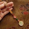 Accesorios Hanfu de Gama Alta Estilo Bambú para Mujer, Chapado en Cobre Dorado Incrustado con Imitación de Jade Hetian, Broche Colgante Cheongsam Vintage Estilo Chino Nuevo