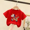 Camiseta de Manga Corta Roja Estilo Chino Día Nacional para Niños Primavera Verano 2026 Ropa para Niños Pequeños y Medianos Ropa Interior Tendencia Algodón Puro Tendencia China