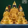 Budista Yuanhui Maestro Tsongkhapa's Hogar Edicatos Adornos Tallados Chapados en Cobre y Oro Estatua de Buda de Tres Personas Maestro y Aprendiz de Tíbet 10 Pulgadas