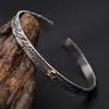 Atacado de fábrica Pulseira Alpina de Prata Esterlina S925 com caveira de cobre incrustada pulseira aberta Pulseira de corda de cânhamo masculina e feminina coreana