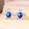 Pendientes de Tortuga Marina Profunda Lindos de Venta Caliente Transfronterizos con Brillo Azul Pegamento de Goteo Pendiente de Animal Pequeño