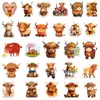 50 Pegatinas de Graffiti de Vacas Highland para Equipaje, Teléfono, Decoración de Computadora, Pegatinas de Dibujos Animados Impermeables para Niños al por Mayor