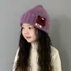 Chapéus Infantis para Meninos e Meninas no Outono e Inverno, Chapéus de Tricô de Ursinho Fofo, Chapéus Pulôver à Prova de Vento e Quentes, Chapéus com Proteção para as Orelhas para Meninas, Modernos