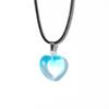 Pingente de amor de comércio exterior corrente clavicular cor coração de vidro cordão de couro chocker personalidade versátil doce estilo legal colar