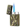 En Stock Al Por Mayor Encendedores Langsheng Llama Azul Clásica Encendedores Creativos Metálicos Recargables A Prueba de Viento Modelo Nuevo