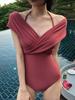 2026 Nuevo Bañador de una Pieza Sexy Coreano Dongdaemun Estilo Ins Espalda Descubierta Corte Cruzado Conservador para Mujer