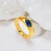 Anillo de Acero de Titanio y Oro de 18 Quilates con Diamante para Ojo Multicolor Brillante, Moderno y Sencillo, es un Popular Versátil y No Descolorante al por Mayor