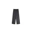 Estilo Nuevo Primavera y Verano para Mujer 60% Cáñamo Puro Delgado Absorbente de Sudor Cintura Elástica Pantalones Casuales Rectos de Nueve Puntos Fsy60260