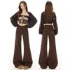 Pantalones acampanados de color café para mujer, nuevo estilo otoño 2026, tiro alto americano, corte holgado, adelgazantes, pierna recta, campana, pantalones de longitud hasta el suelo