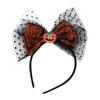 Faixa de Cabelo com Laço de Gaze Preta Halloween Headwear Feminino Faixa de Cabeça Divertida de Abóbora Acessórios de Cabelo Infantis Presilhas Fofas