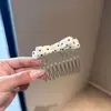 Pente de Cabelo com Laço de Tecido de Bolinhas, Grampo de Cabelo Pente Invertido, Acessório de Cabelo Elegante Fofo de Princesa, Presilha para Prender Cabelo Solto