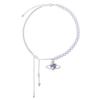 Collar de Perla Artificial de Piedra Brillante del Universo Dulce y Cool para Chica Caliente Cadena de Clavícula Simple Versátil de Corazón Hip-Hop de Moda para Mujer