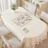 Toalha de Mesa Estilo Francês, Impermeável, à Prova de Óleo, Lavável, Resistente ao Calor, Toque de Luxo, Toalha de Mesa Oval para Café em PVC
