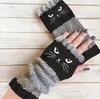 Guantes de Punto Cálidos y de Moda para Mujer de Otoño e Invierno, Guantes Cálidos para Exteriores de Medio Dedo con Hilo Acrílico y Diseño de Bloques de Color, Transfronterizo