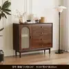 Juego de Mueble de TV y Mesa de Café, Tejido de Ratán Vintage con Marco de Madera Maciza, Mueble de Almacenamiento Estilo Francés para Sala de Estar, Cómoda Doméstica para Apartamento Pequeño