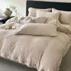 Conjunto de quatro peças de luxo leve de veludo de leite, espessado para o inverno, flanela, capa de edredom de veludo coral, lençol de cama, roupa de cama de inverno