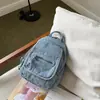Bolso Multifuncional de Pecho para Mujer, Nueva Moda Retro Mochila de Mezclilla Lavada, Bolso de Hombro Casual, Mochila Escolar para Hombre
